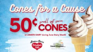 Lamers Dairy Cones for a Cause 2023, lamers dairy products,ice cream, lamers dairy, lemonade, raspberry, Egg Nog, gift baskets, gift boxes, gift box,