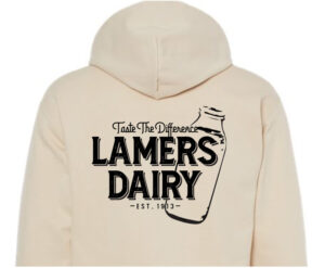 Lamers Dairy Milk Bottle Hooded Sweatshirt back cream