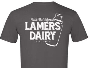 Lamers Milk Bottle t-shirt back charcoal gray