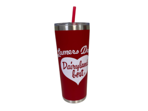 Lamers Dairy tumbler cup with straw